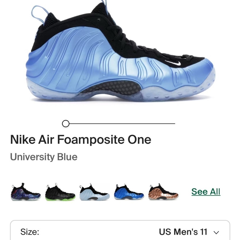 Blue and Black Nike Foam Posite university Blue- sz 11 men’s